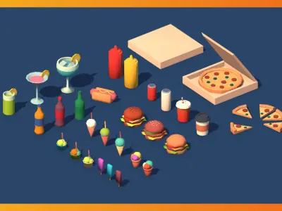 Food Pack - Low Poly Assets Free low-poly 3D model