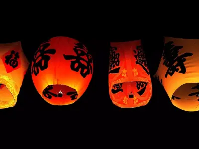 Chinese red sky lantern  Low-poly 3D model purchase