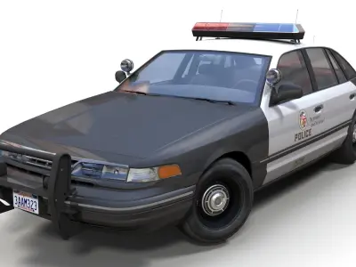 American 90s police car Low-poly 3D model