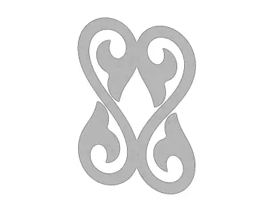 Double floral  scroll decoration element relief  3D print model