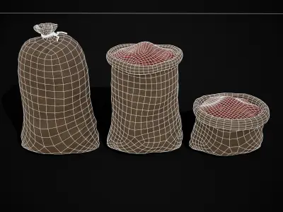Burlap Sacks of Kidney Beans  Low-poly 3D model