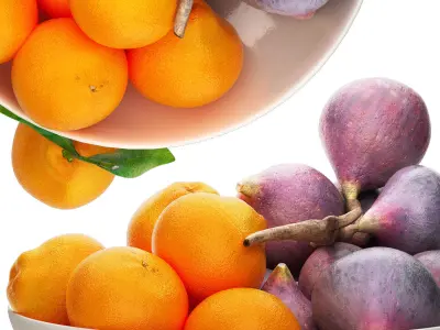 bowl of mandarin and figs 3D model