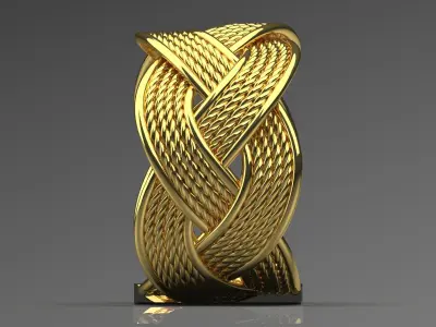 Luxury textured ring with yellow gold model gr0075 3D print model