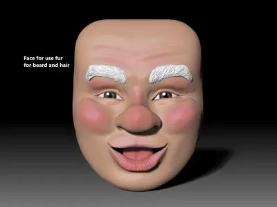 Santa Claus head wall decor Christmas 3D print model