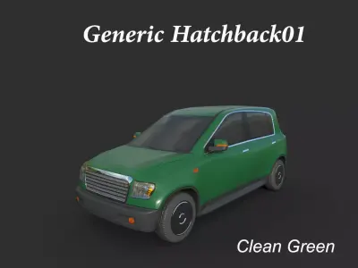 Generic Hatchback 01 Clean Green Low-poly 3D model