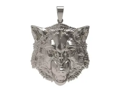 Pendant 3D print model wolf 3D print model
