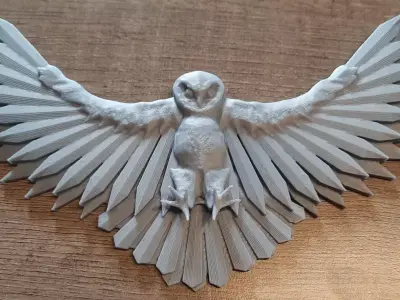 Flying owl with wall mount 3D print model