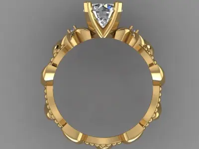 Flowers ring Low-poly 3D model