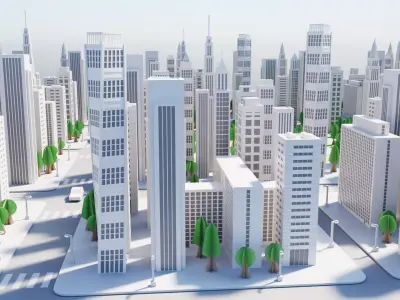 Paper City - Stylized Metropolis Environment V1 Low-poly 3D model