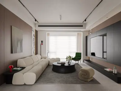 Modern living room dining room interior scenes  3D model