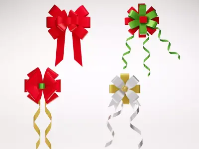 ribbon set christmas bow 3D model
