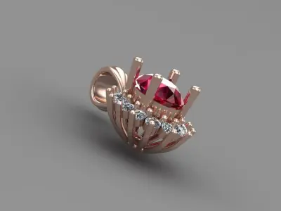 Ruby Rose Gold Diamond Pendant 3D Print Model 3D print model buy