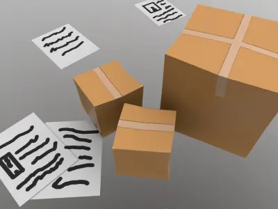 Papers and Boxes Free low-poly 3D model