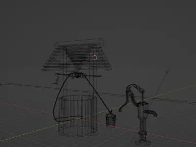 water well low poly  Low-poly 3D model