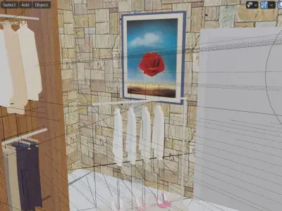 Clothes room Low-poly 3D model