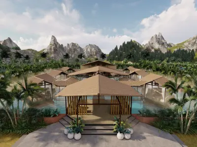 Tropical Bamboo Restaurant  3D model