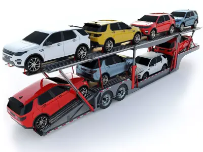 Car carrier Low-poly 3D model