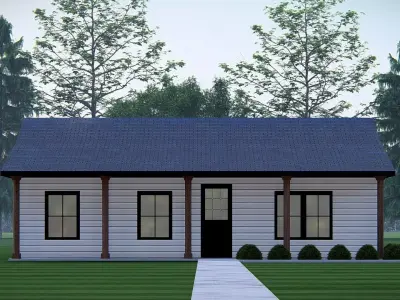 Tiny American House 3D Model Small Cottage Style Home 3D model
