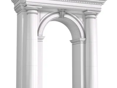 Classic facade arched opening with columns Arched stone doorway 3D model