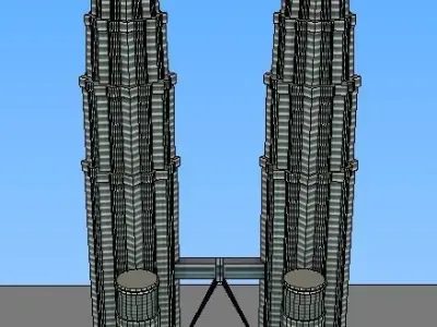 Petronas twin tower Malaysia lowpoly 3d model Low-poly 3D model
