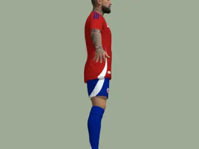 T-Pose Rigged Arturo Vidal Chile 3D model