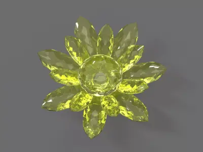 Glass Flower Showpiece Yellow Low-poly 3D model