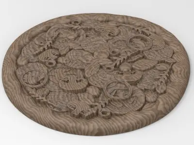 Pizza with leaves 3D print model