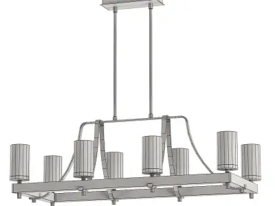 INDUSTRIAL FARMHOUSE WAVY GLASS ISLAND CHANDELIER 3D model