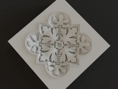 Decoration with framed maple leaves and seeds 3D model
