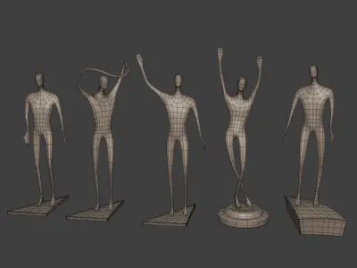 Abstract Man Figurine Pack Low-poly 3D model