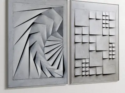 Plaster Two Photo Frame E-14 Low-poly 3D model