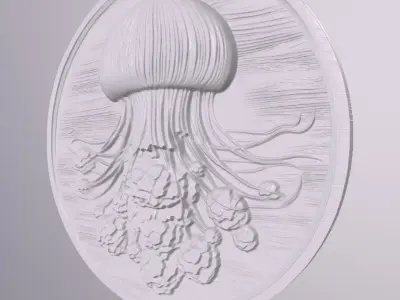 Jellyfish 2 basrelief for 3D printing 3D print model