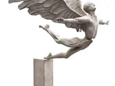 Falling angel sculpture Low-poly 3D model