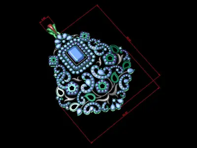 Rose Gold Diamond Pendant 3D Print Model 3D print model 15