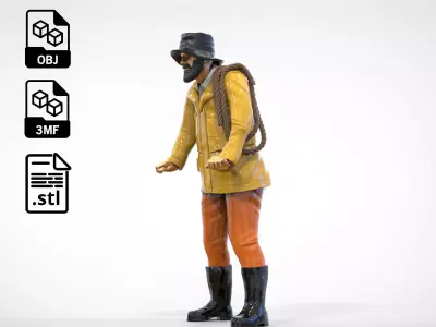 N4 Old Fisherman with rope 3D print model