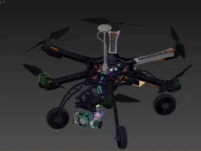 3D model of a drone with multiple rotors 3D model
