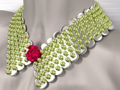 Collar accessories w beads 3D model