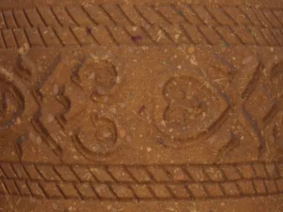 Ornate Clay Urn 2 Low-poly 3D model