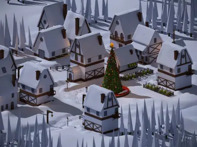 Christmas Town Low-poly 3D model