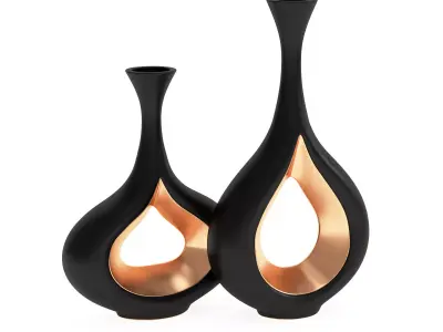 Black and Gold Decorative Vase  3D model