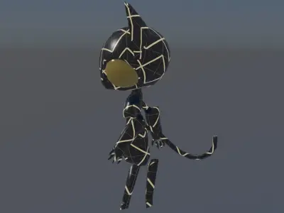 Sci-Fi Futuristic Cat Robot Model Rigged Animated  Low-poly 3D model