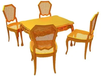 Classical Dining set Low-poly 3D model