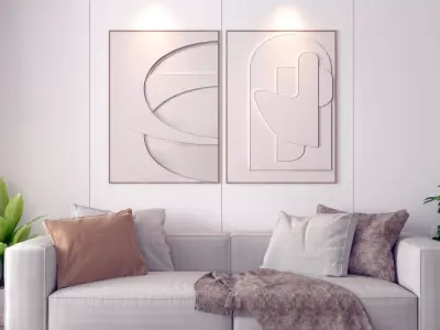 Modern painting relief three-dimensional decorative 3D model