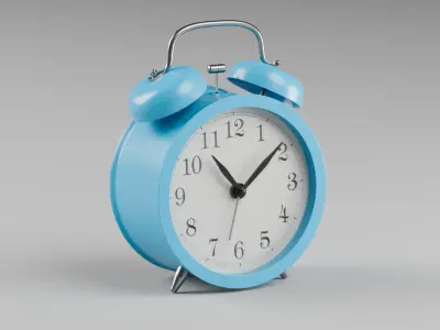 Retro alarm clock Blue Low-poly 3D model
