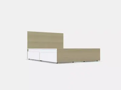 MALM Bed frame high w 4 storage boxes 29 Low-poly 3D model