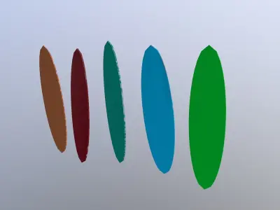 Low Poly Surfboards different colored Free low-poly 3D model