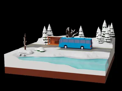 Winter Land H5 Low-poly 3D model