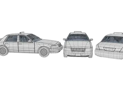 Yellow Cab Taxi Low-poly 3D model