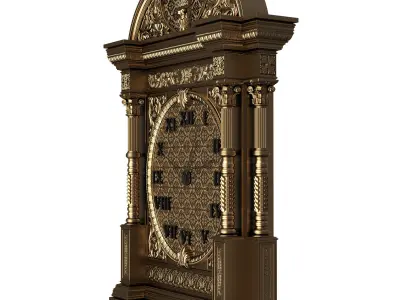 Classic Clock 014 Gold Low-poly 3D model