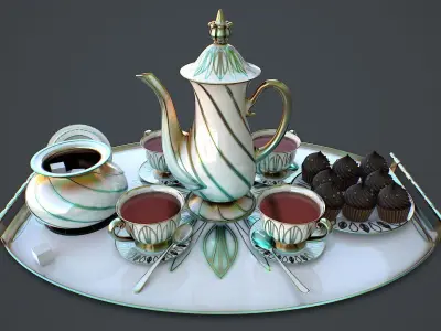 Tea Set 1 Low-poly 3D model